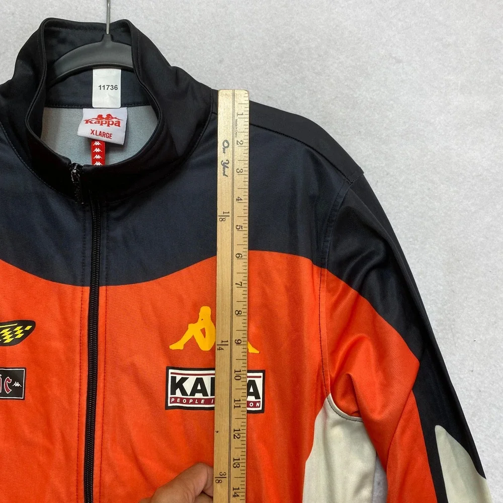 Kappa Track Jacket Mens XL Orange Black Full Zip Race Authentic Logo Sportswear
